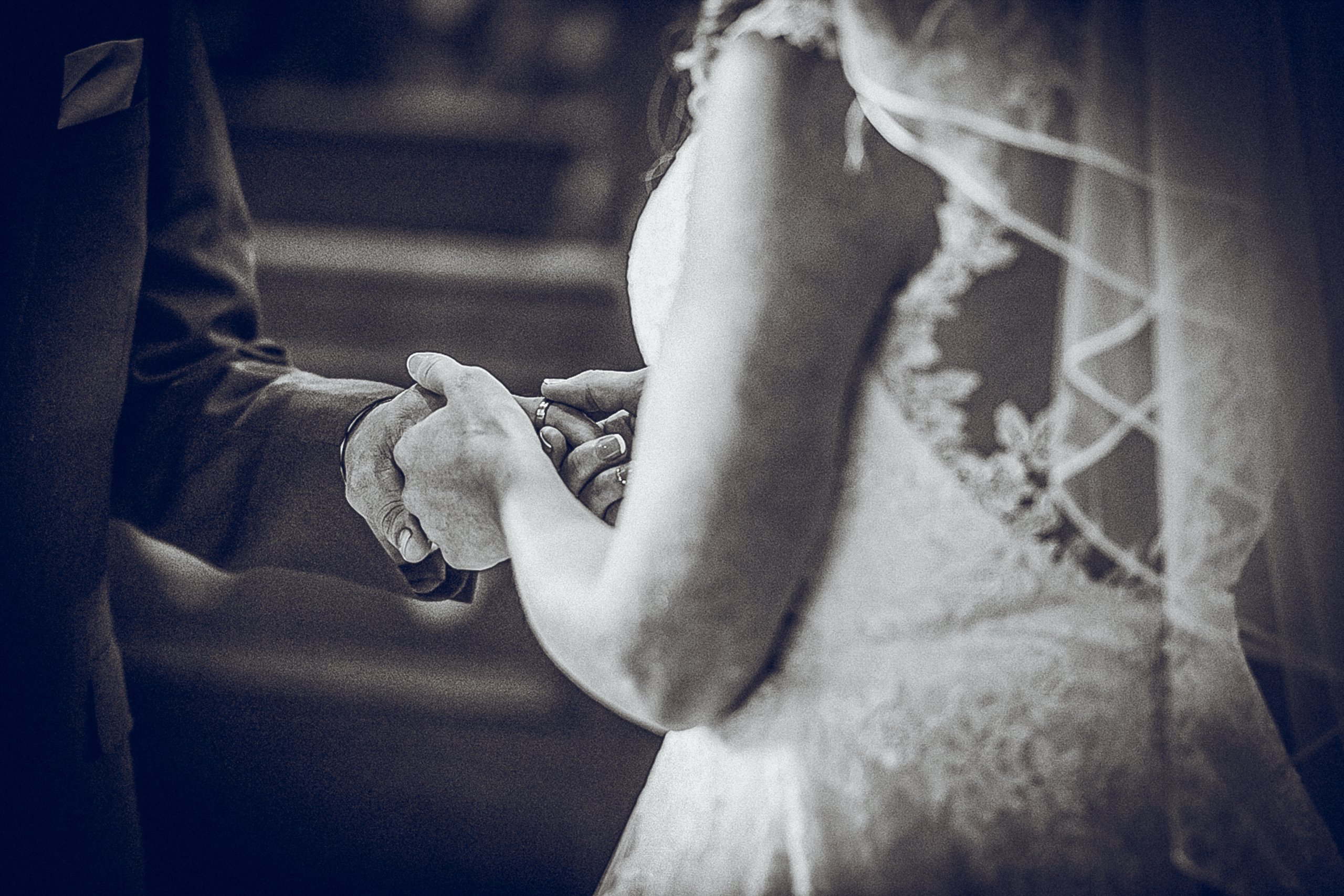 Close-up of ring exchange during ceremony